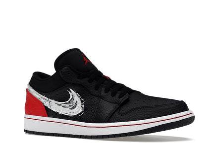 Jordan 1 Low Brushstroke Swoosh Black