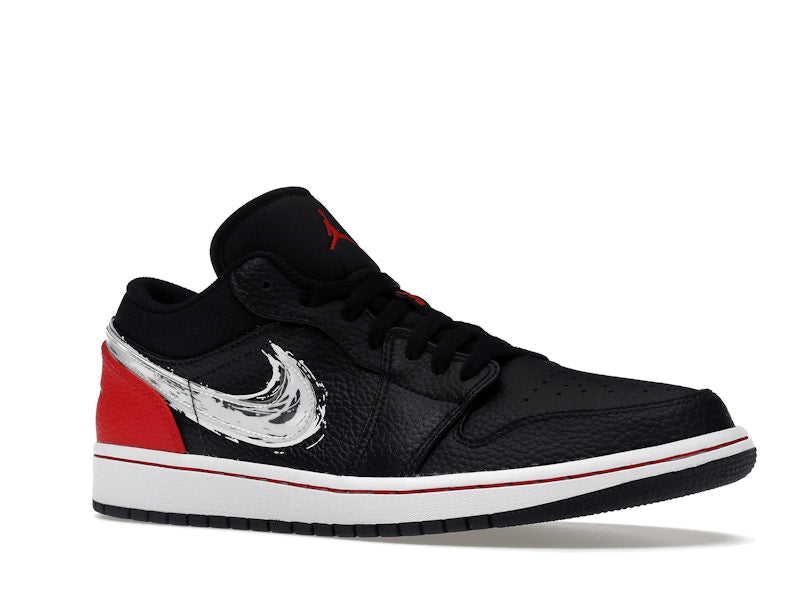 Jordan 1 Low Brushstroke Swoosh Black