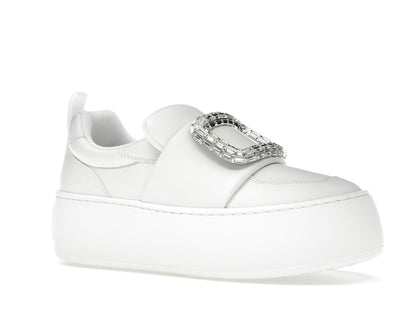 Roger Vivier Viv' Up White Crystal Buckle (Women's)