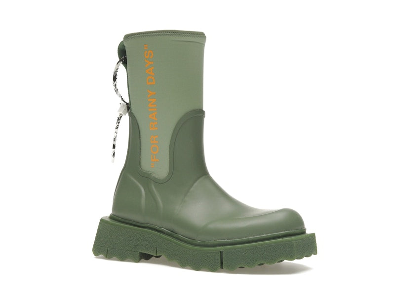 OFF-WHITE Zip-tie Rain Boots Green (Women's)
