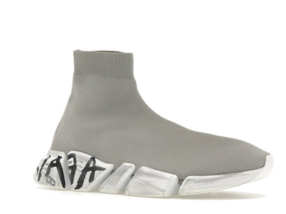 Balenciaga Speed 2.0 Graffiti Recycled Knit Grey White