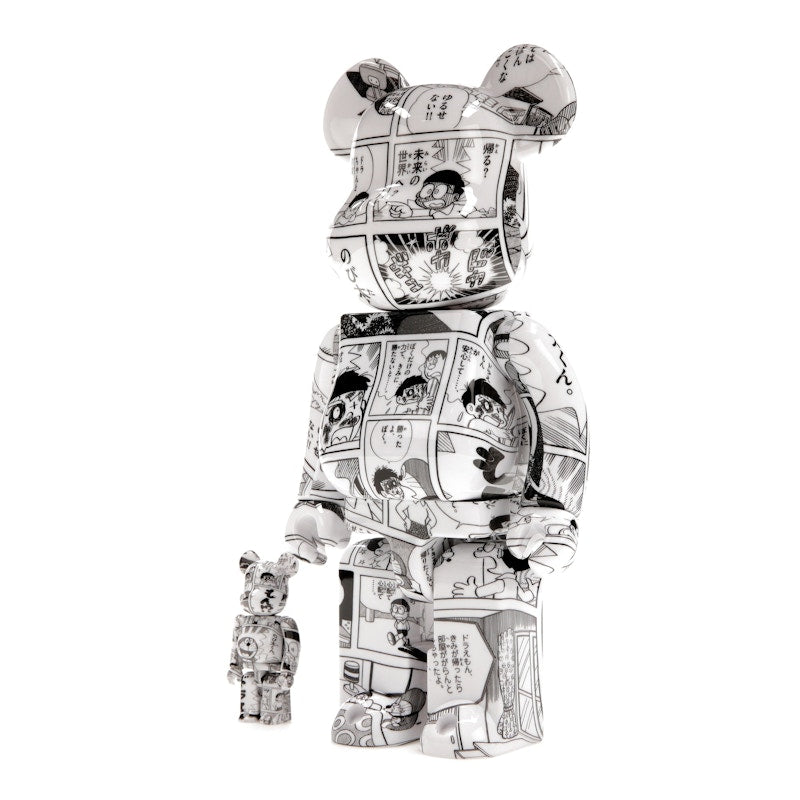 Bearbrick Doraemon (Comic Ver.) 100% & 400% Set Black & White