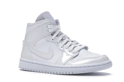 Jordan 1 Mid Triple White Patent Swoosh (Women's)