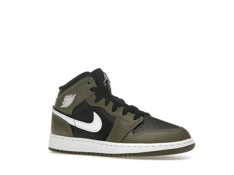 Jordan 1 Mid Black White Olive (GS)