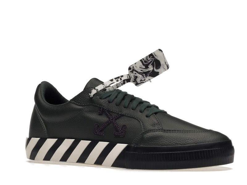 OFF-WHITE Vulc Low Dark Green Leather