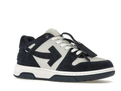OFF-WHITE Out Of Office OOO Low Tops White Navy Blue Suede