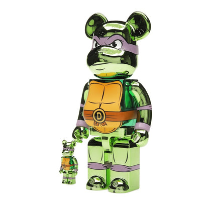 Bearbrick x Teenage Mutant Ninja Turtles Donatello 100% & 400% Set Chrome Ver.