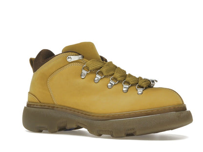 Burberry Lace Up Leather Ankle Boot Mustard Yellow