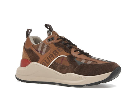 Burberry Check and Suede Sneakers Dark Birch Brown