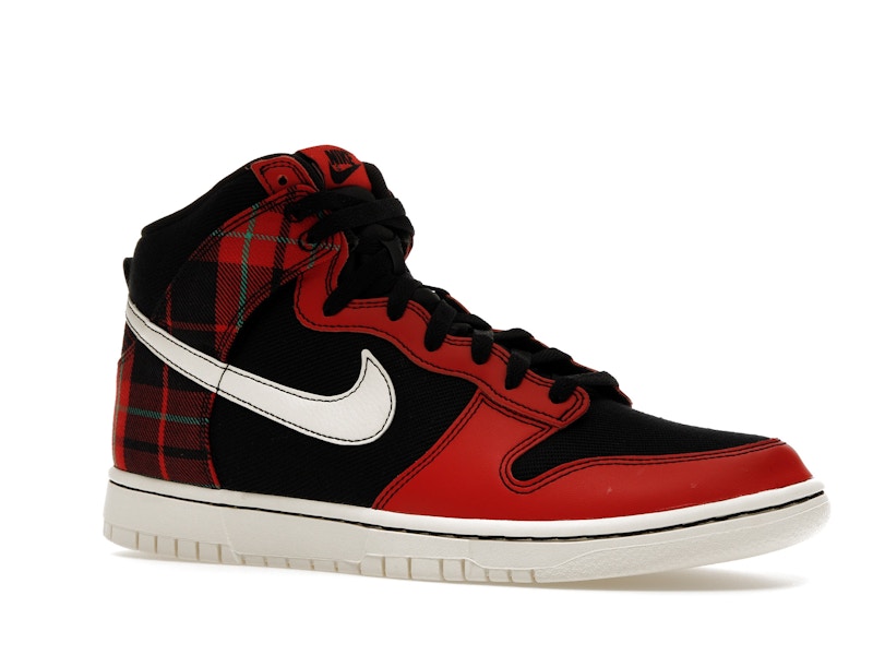 Nike Dunk High SE Tartan Plaid Black University Red