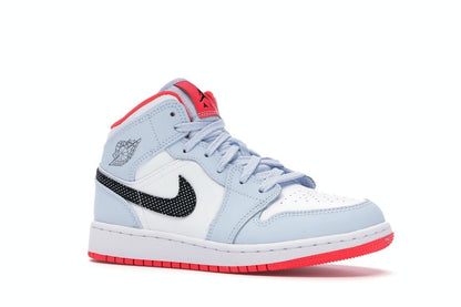 Jordan 1 Mid Half Blue Polka Dot Swoosh (GS)