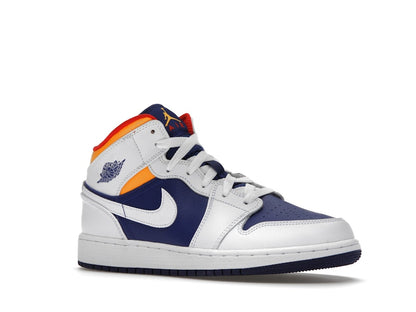 Jordan 1 Mid White Laser Orange Deep Royal Blue (GS)