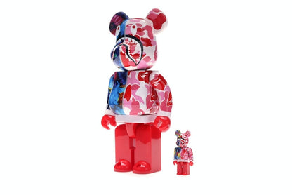 Bearbrick x Bape x Mika Ninagawa Shark 100% & 400% Set Pink