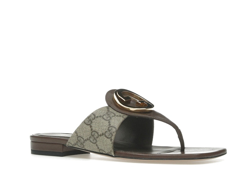 Gucci Blondie Thong Canvas Sandals Ebony (Women's)