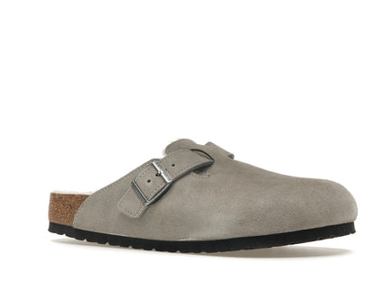 Birkenstock Boston Shearling Suede Stone Coin