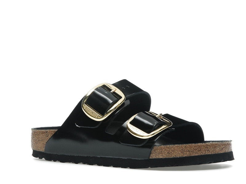Birkenstock Arizona Big Buckle Natural Leather Patent Black Gold (Women's)