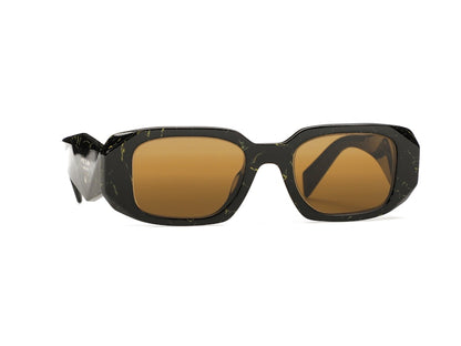 Prada Sunglasses PR 17WSF Black/Yellow Marble/Dark Brown (PR17WSF-19D01T-51)
