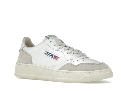 Autry Medalist Leather Low White Beige Suede (Women's)