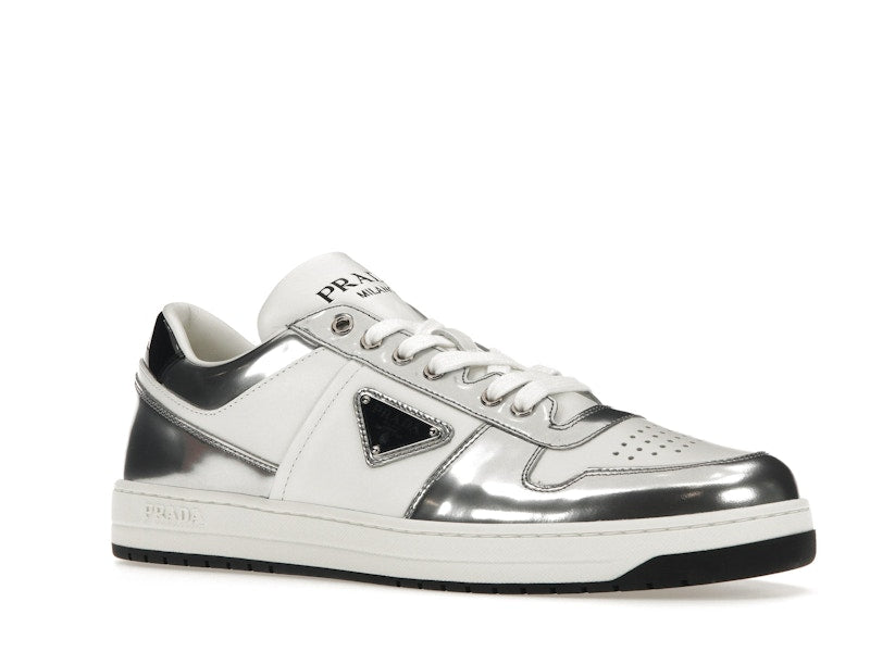 Prada Downtown Low Top Sneakers Leather White Silver