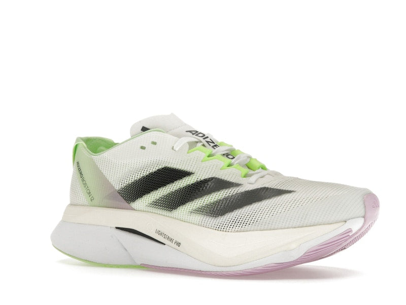 adidas Adizero Boston 12 Cloud White Core Black Green Spark