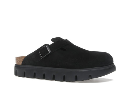 Birkenstock Boston Chunky Suede Black Black Sole (Narrow) (Women's)