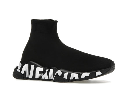 Balenciaga Speed Graffiti Trainers Black White Logo (Women's)