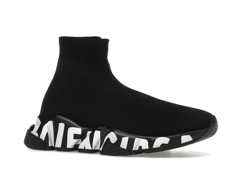 Balenciaga Speed Graffiti Trainers Black White Logo (Women's)