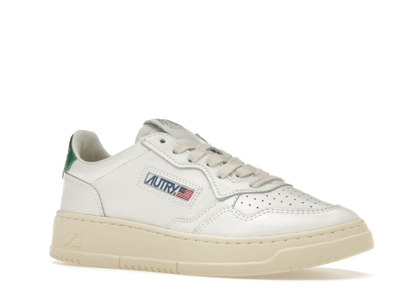 Autry Medalist Leather Low White Green (Women's)
