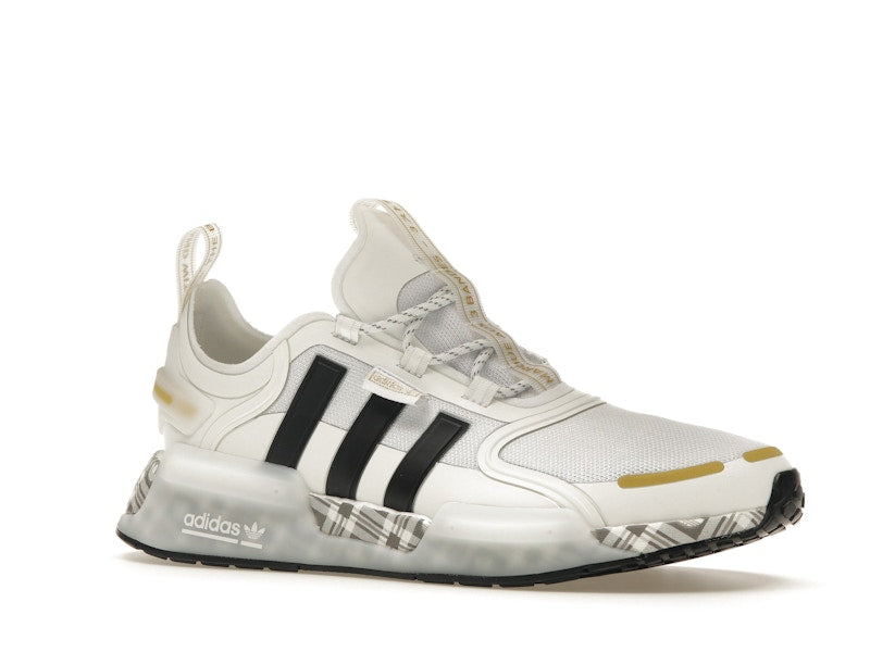 adidas NMD R1 V3 White Black Gold Tartan Trefoil