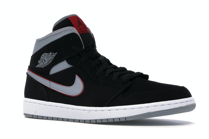 Jordan 1 Mid Black Particle Grey Gym Red