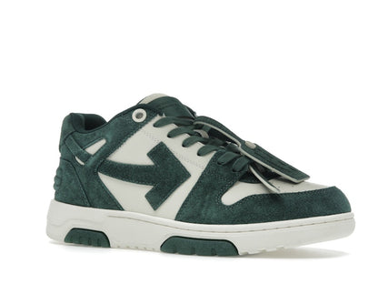 OFF-WHITE Out Of Office "OOO" Low Tops Jet Green Ecru Suede