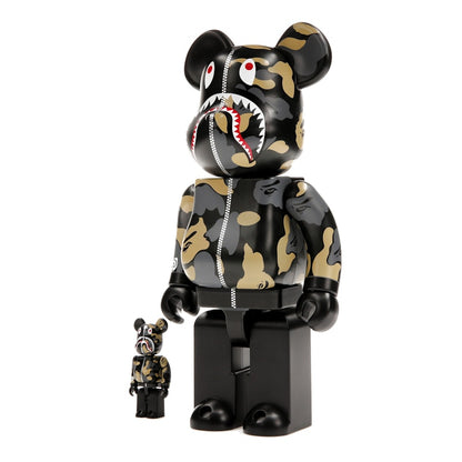Bearbrick x BAPE Madison Avenue Exclusive Shark Camo 100% & 400% Set