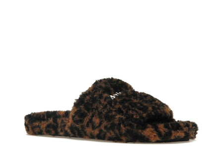 Balenciaga Furry Slide Leopard Brown Black