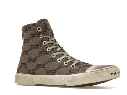 Balenciaga Paris High Top BB Monogram Dark Beige Brown