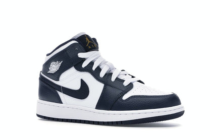 Jordan 1 Mid White Metallic Gold Obsidian (GS)