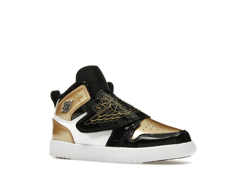 Sky Jordan 1 Mid Black Metallic Gold White (PS)