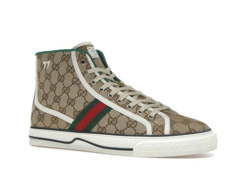 Gucci Tennis 1977 Canvas High Top Beige GG Print
