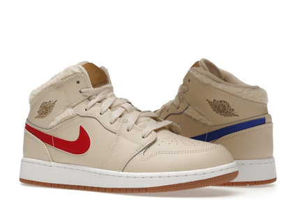 Jordan 1 Mid Utility Fleece Pearl White (GS)