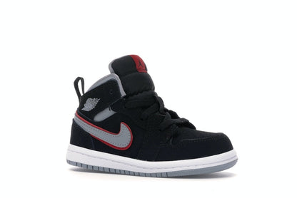 Jordan 1 Mid Black Particle Grey Gym Red (TD)