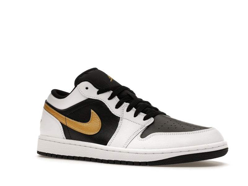 Jordan 1 Low White Black Metallic Gold Swoosh