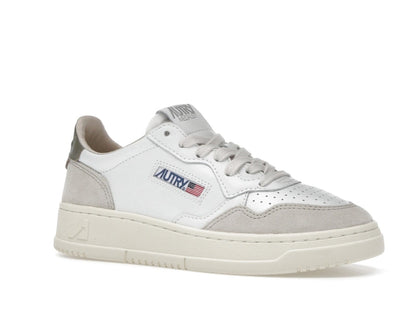Autry Medalist Leather Low White Covert Green Beige (Women's)