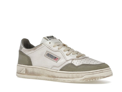Autry Medalist Low Super Vintage White Silver Lizard
