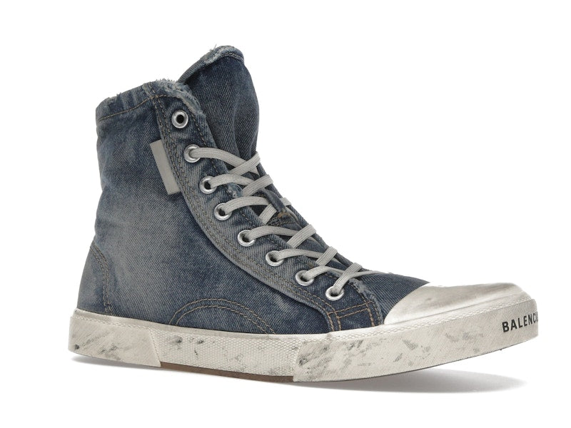 Balenciaga Paris High Top Blue Destroyed Denim