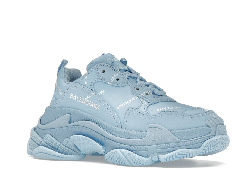 Balenciaga All Over Logo Triple S Blue Grey (Women's)
