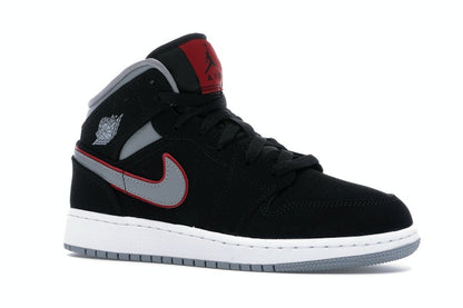 Jordan 1 Mid Black Particle Grey Gym Red (GS)