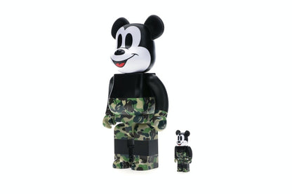 Bearbrick BAPE Mickey Mouse 100% & 400% Set Black/Green Camo