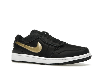 Jordan 1 Low FlyEase Black White Metallic Gold