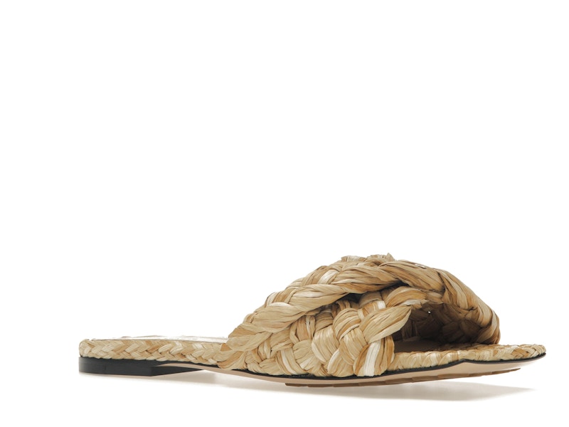 Bottega Veneta Raffia Stretch Flat Sandals Macadamia (Women's)