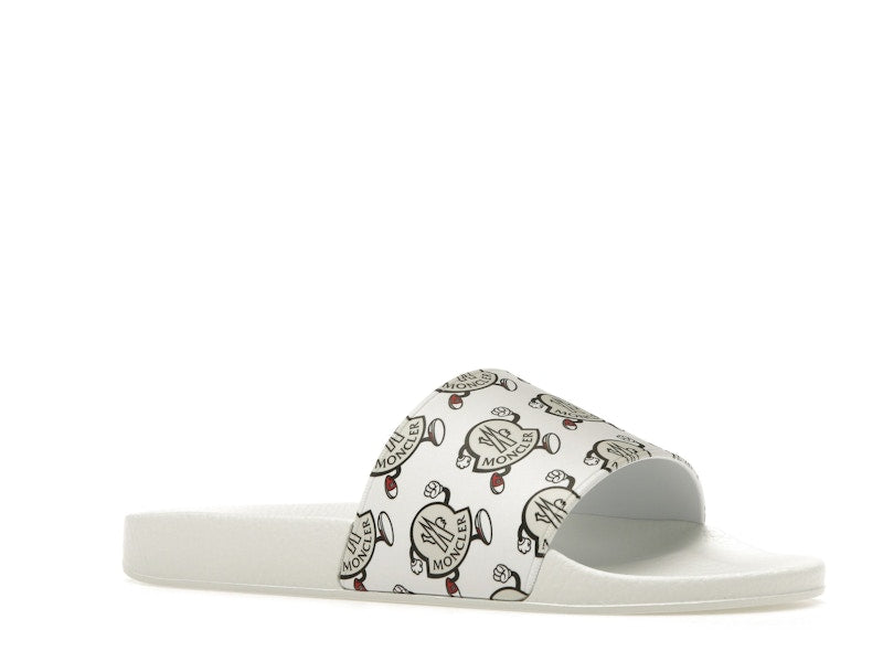 Moncler Basile Slide Logo Print White
