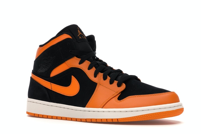 Jordan 1 Mid Black Orange Peel